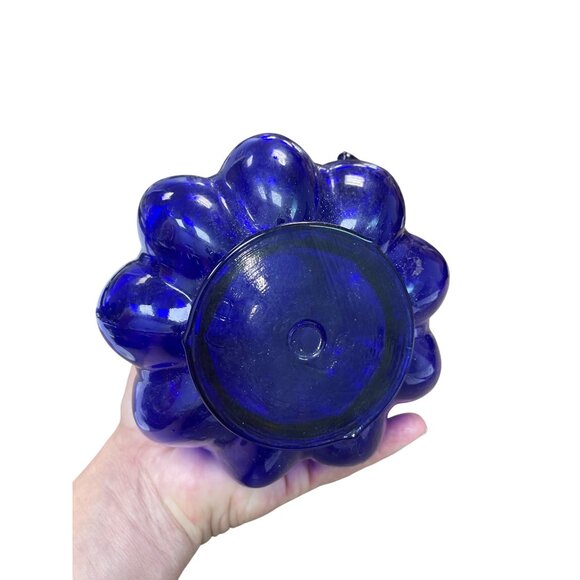 clevenger Bros Authentic Handblown Cobalt Blue Pumpking Pitcher SKU 9587 - Picture 5 of 10